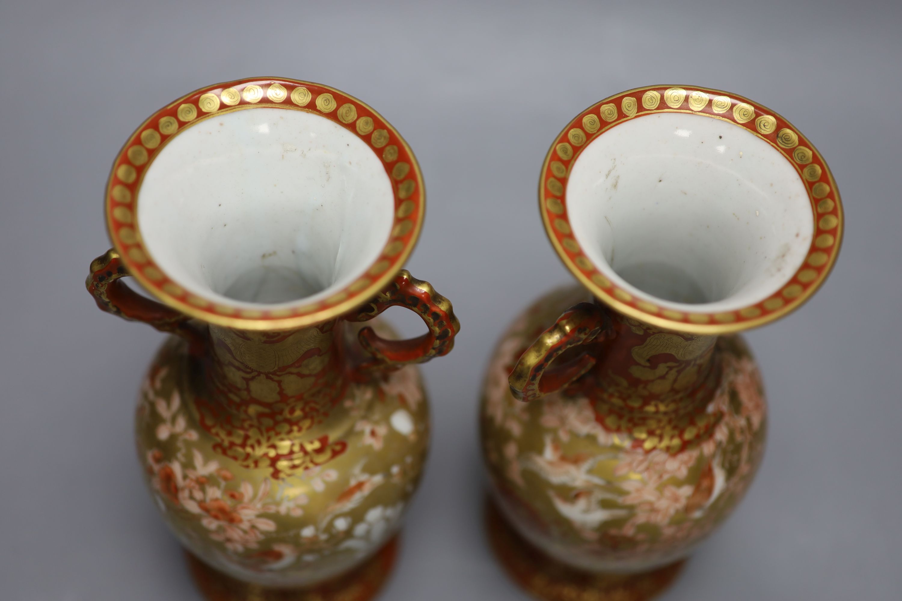 A pair of 19th century Japanese kutani vases, height 22cm